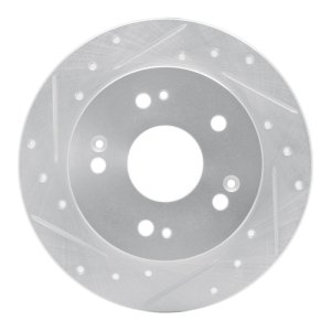 Honda Civic Si Brake Rotor (1) - Rear Left - R1 Concepts - Drilled & Slotted - Silver - `06-`15